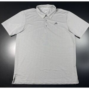 Adidas Men's Ottoman Gray Stripe Golf Polo Shirt Short Sleeve - Size Medium M